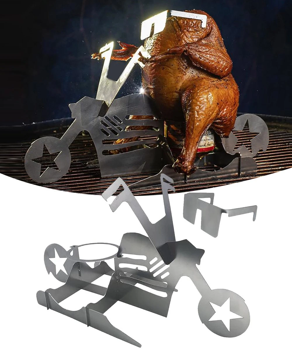 GrillX Beer Can Chicken Houder - Kiphouder Motorcycle - BBQ Accesoires - Bierkip - Barbeque Gereedschap - Chicken Sitter 1 GrillX Beer Can Chicken Houder - Kiphouder Motorcycle - BBQ Accesoires - Bierkip - Barbeque Gereedschap - Chicken Sitter
