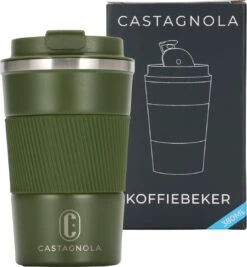 Castagnola Design RVS Koffiebeker To Go - Groen - 380ml - Thermosbeker - Theebeker