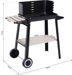 Verrijdbare Barbecue – Houtskool/Briketten - Verstelbare Grillplaat – Houten Tafel – Winscherm – Gewicht 5.9kg -Babyproducten 1150x1200