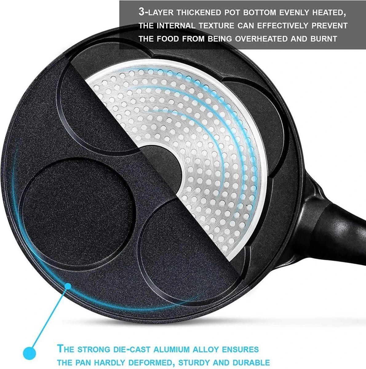 Pancake Pannenkoekenpan 4 Kop Marmeren Anti Aanbaklaag 3 Pancake Pannenkoekenpan 4 Kop Marmeren Anti Aanbaklaag - Afbeelding 3