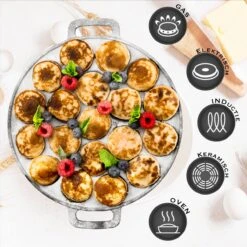 IRONO Poffertjespan Set - Incl. Doseerfles, Kwast En Vork - Poffertjespan Inductie En Electrisch - Poffertjesmaker 19 Poffertjes - Poffertjes Maken - Spuitfles - Cadeau Voor Mannen En Vrouwen -Babyproducten 1198x1200 5