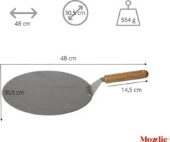 Pizzaschep 30 Cm Voor Oven Of BBQ - Rond - RVS - Met Houten Handvat -Babyproducten 1200x1007 4