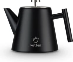 Vatten® - Premium RVS Theepot - Incl. RVS Theefilter - 1L - Zwart - Dubbelwandig