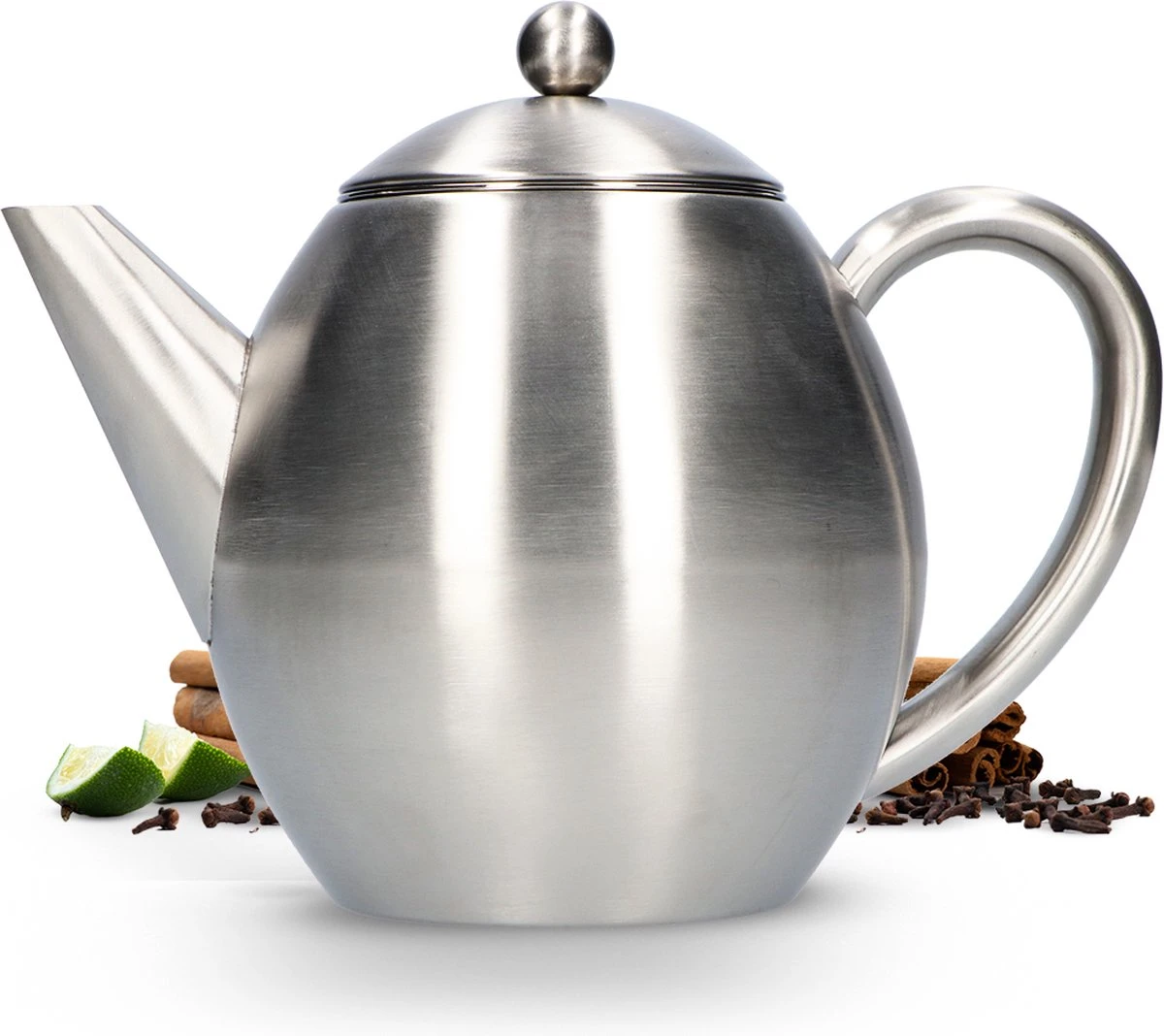 Vaja Valerie - Theepot Met Filter - Dubbelwandig - RVS - 1.2L 3 Vaja Valerie - Theepot Met Filter - Dubbelwandig - RVS - 1.2L - Afbeelding 3