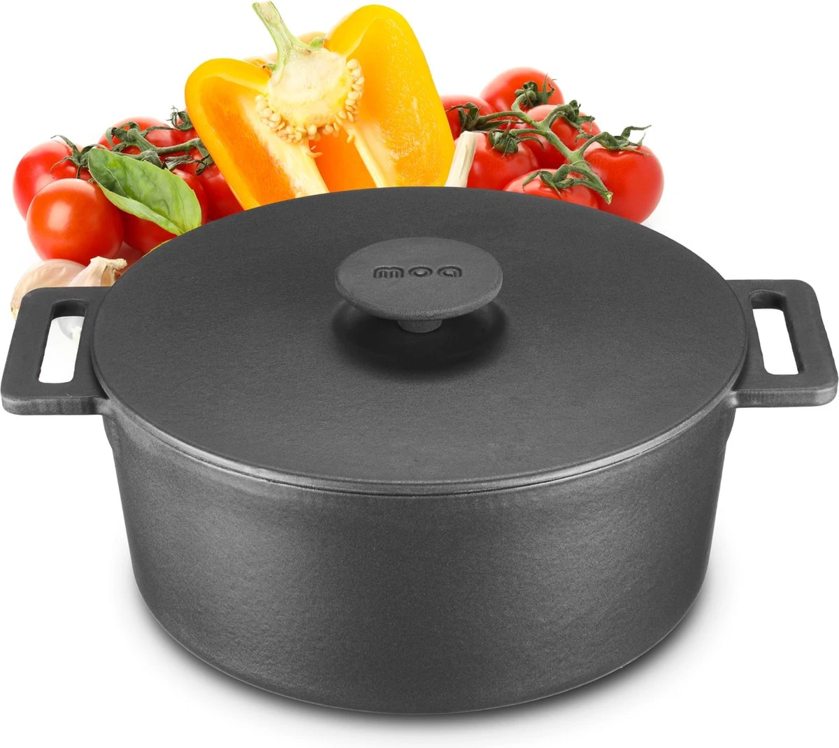 MOA Gietijzeren Braadpan - Inhoud 7,1 Liter - 29CM - Rond - Alle Warmtebronnen - Ook Voor Inductie - Gewicht 7,6 Kg - Zwart - MC29B 1 MOA Gietijzeren Braadpan - Inhoud 7,1 Liter - 29CM - Rond - Alle Warmtebronnen - Ook Voor Inductie - Gewicht 7,6 Kg - Zwart - MC29B