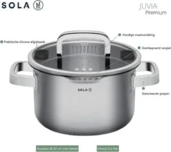 Sola Pannenset Juvia - 4 Delig - Ø 16,16,18,20 Cm - Zilver - RVS - Sandwichbodem -Babyproducten 1200x1069