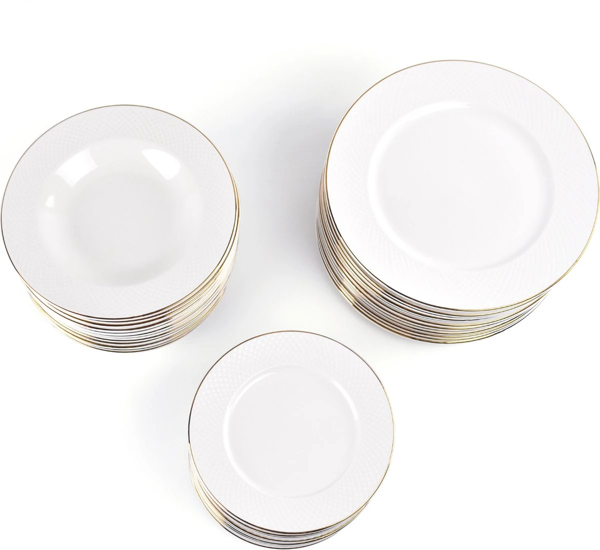 LeRijn® Serviesset Deventer 6 Persoons - 18 Delig - Licht Crème Wit Met Gouden Rand En Motief - Dinerborden - Soepborden - Dessertborden - Borden Servies - Bordenset 2 LeRijn® Serviesset Deventer 6 Persoons - 18 Delig - Licht Crème Wit Met Gouden Rand En Motief - Dinerborden - Soepborden - Dessertborden - Borden Servies - Bordenset - Afbeelding 2