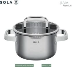 Sola Pannenset Juvia - 4 Delig - Ø 16,16,18,20 Cm - Zilver - RVS - Sandwichbodem -Babyproducten 1200x1110