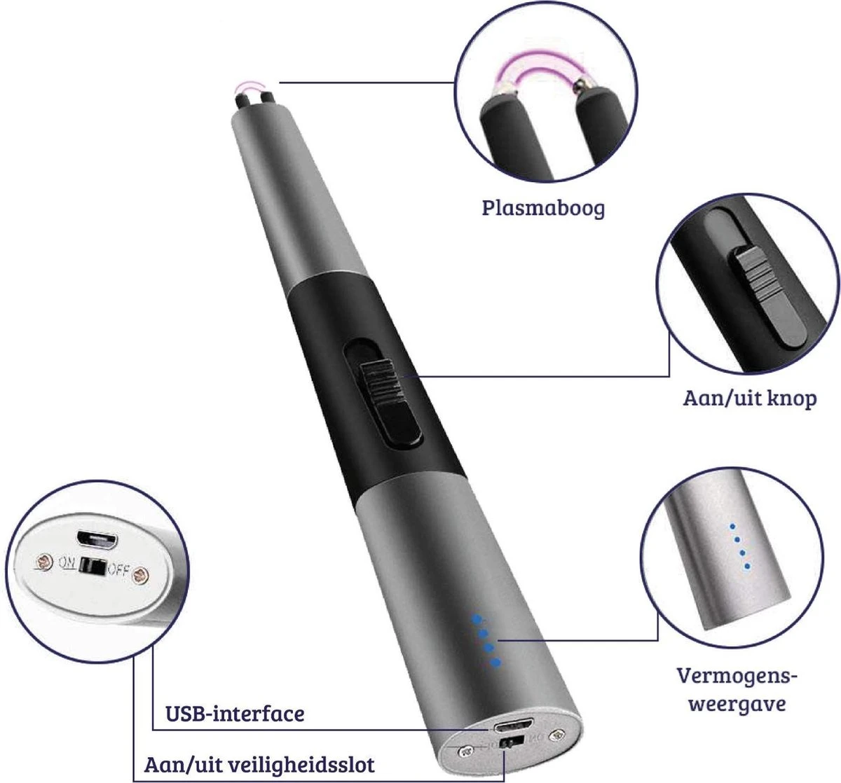 Allkinds Lange Elektrische Plasma Aansteker - USB Oplaadbaar - Vlamloze Elektrische Aansteker Voor Keuken, Kaars, BBQ Of Openhaard - Zwart - In- En Outdoor - Chique Design 2 Allkinds Lange Elektrische Plasma Aansteker - USB Oplaadbaar - Vlamloze Elektrische Aansteker Voor Keuken, Kaars, BBQ Of Openhaard - Zwart - In- En Outdoor - Chique Design - Afbeelding 2