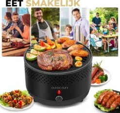 Ozocozy BBQ-ONE Houtskool Tafelbarbecue - Ø30 Cm- Zwart - Incl. Draagtas, Siliconen Bakkwast En RVS-Barbecuetang -Babyproducten 1200x1133 2