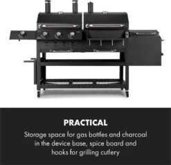 Klarstein Kingsville Double Barbecue - Houtskool- En Gasbarbecue - Smoker BBQ - Inclusief Deksels En Thermometer - Met 2 Roosters - Zwart 13 Klarstein Kingsville Double Barbecue - Houtskool- En Gasbarbecue - Smoker BBQ - Inclusief Deksels En Thermometer - Met 2 Roosters - Zwart -Babyproducten 1200x1155 10