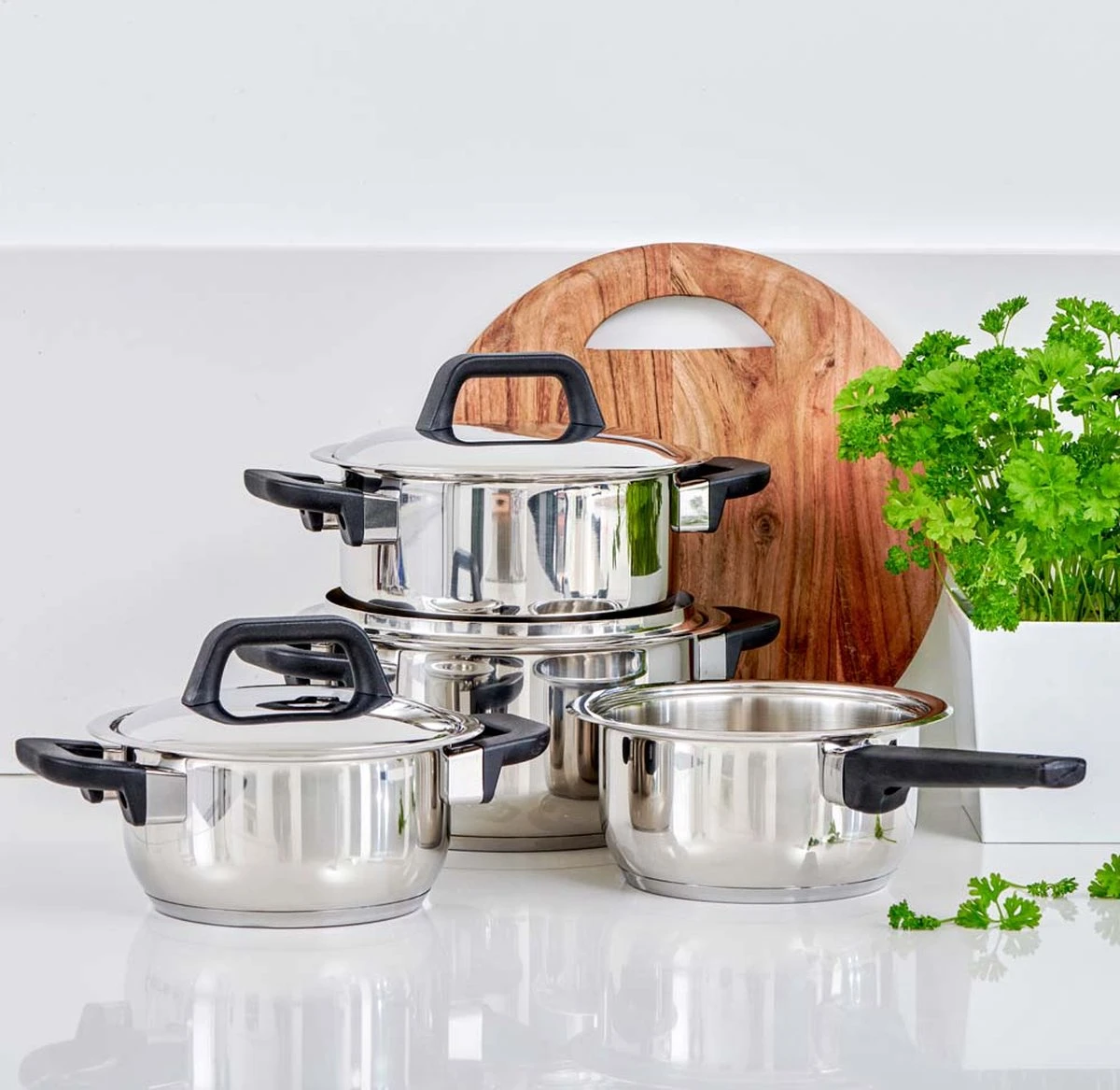 Gero Erik Kookpannenset - 4-delig - RVS - Inductie 6 Gero Erik Kookpannenset - 4-delig - RVS - Inductie - Afbeelding 6