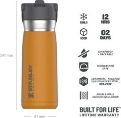 Stanley The IceFlow™ Flip Straw Water Bottle 0,65L - Thermosfles - Saffron -Babyproducten 1200x1170 4