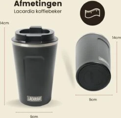 LaCardia Koffiebeker To Go Premium Zwart – Thermosbeker – Theebeker – 380ML – Herbruikbaar -Babyproducten 1200x1171 3