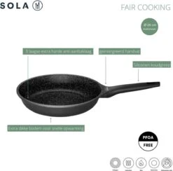 Sola - Fair Cooking Zwart/wit Greblon Anti Aanbaklaag 9 Sola - Fair Cooking Zwart/wit Greblon Anti Aanbaklaag -Babyproducten 1200x1184