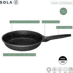 Sola Koekenpan Fair Cooking - Ø 28 Cm - Zwart/wit - Aluminium - Antiaanbaklaag 17 Sola Koekenpan Fair Cooking - Ø 28 Cm - Zwart/wit - Aluminium - Antiaanbaklaag -Babyproducten 1200x1189