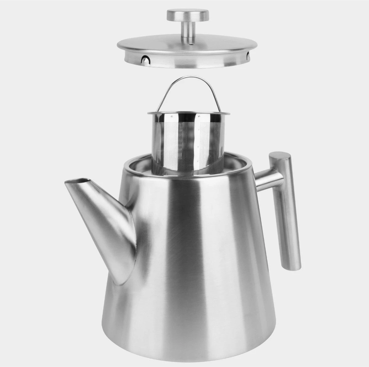 Castagnola Theepot Met Filter – Theekan – Theepot Dubbelwandig – Theepot Roestvrijstaal – Hoogwaardig RVS – 1 Liter – 5 Kopjes Thee – Zilver 2 Castagnola Theepot Met Filter – Theekan – Theepot Dubbelwandig – Theepot Roestvrijstaal – Hoogwaardig RVS – 1 Liter – 5 Kopjes Thee – Zilver - Afbeelding 2