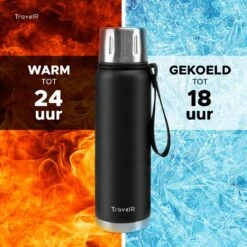 TravelR Thermosfles - Thermoskan - Drinkfles - Isoleerfles - BPA Vrij - Roestvrij Staal - 750 ML - Mat Zwart -Babyproducten 1200x1200 1009