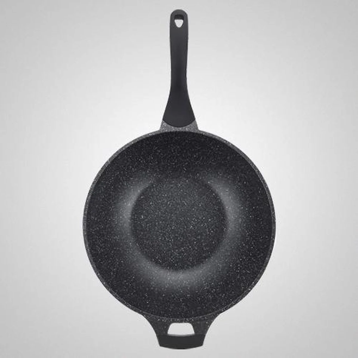 Royalty Line Marble Coating Wokpan - Met Glazen Deksel - Zwart - 32 Cm 2 Royalty Line Marble Coating Wokpan - Met Glazen Deksel - Zwart - 32 Cm - Afbeelding 2