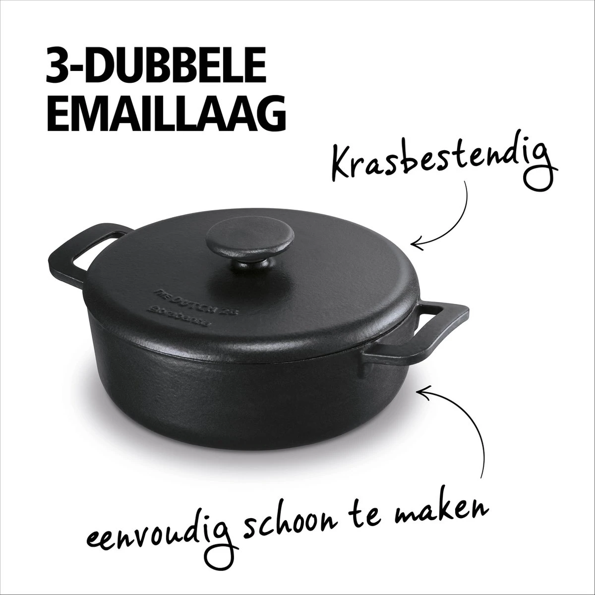 BRABANTIA THE DUTCH Gietijzeren Braadpan - Ø 28cm - MAT Zwart - Inductie 3 BRABANTIA THE DUTCH Gietijzeren Braadpan - Ø 28cm - MAT Zwart - Inductie - Afbeelding 3