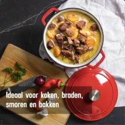 Daumonet Carême Rouge Gietijzeren Braadpan - Sudderpan Kersen Rood - Rond - Ø26 Cm - 4,4 Liter - PFAS & PFOA Vrij - Emaille - Geschikt Voor Alle Warmtebronnen - Elektrisch - Gas - Halogeen - Inductie - Keramisch - Vaatwasserbestendig 13 Daumonet Carême Rouge Gietijzeren Braadpan - Sudderpan Kersen Rood - Rond - Ø26 Cm - 4,4 Liter - PFAS & PFOA Vrij - Emaille - Geschikt Voor Alle Warmtebronnen - Elektrisch - Gas - Halogeen - Inductie - Keramisch - Vaatwasserbestendig -Babyproducten 1200x1200 366