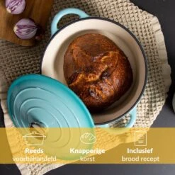 Chefarone Gietijzeren Pan - Braadpan Inclusief Deksel - Geschikt Voor Alle Warmtebronnen - Geëmailleerd Blauw -Babyproducten 1200x1200 435