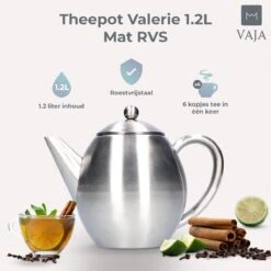 Vaja Valerie - Theepot Met Filter - Dubbelwandig - RVS - 1.2L 26 Vaja Valerie - Theepot Met Filter - Dubbelwandig - RVS - 1.2L -Babyproducten 1200x1200 694