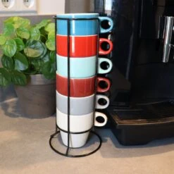 Orange85 Koffiekopjes - Met Houder - Set Van 6 - Gekleurd - 300 Ml - Keramiek -Babyproducten 1200x1200 699