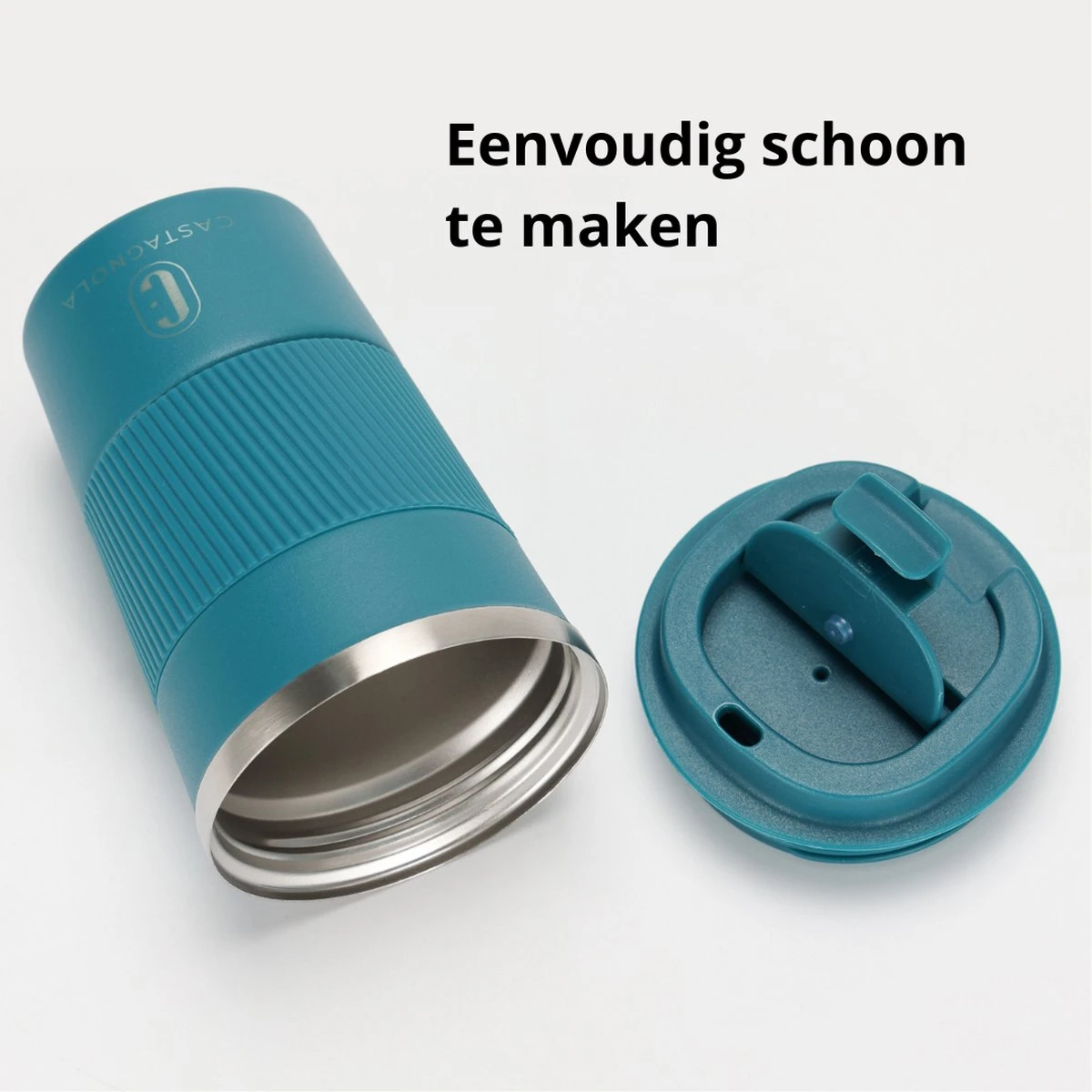 Castagnola Design RVS Koffiebeker To Go - Blauw - 380ml - Thermosbeker - Theebeker 8 Castagnola Design RVS Koffiebeker To Go - Blauw - 380ml - Thermosbeker - Theebeker - Afbeelding 8