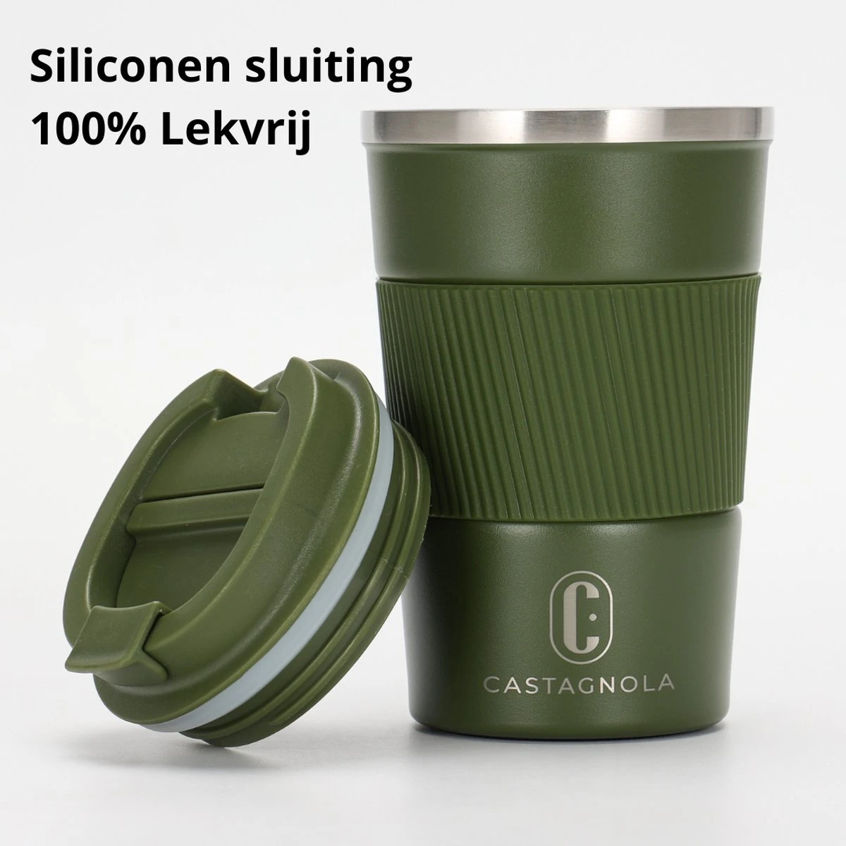 Castagnola Design RVS Koffiebeker To Go - Groen - 380ml - Thermosbeker - Theebeker 3 Castagnola Design RVS Koffiebeker To Go - Groen - 380ml - Thermosbeker - Theebeker - Afbeelding 3