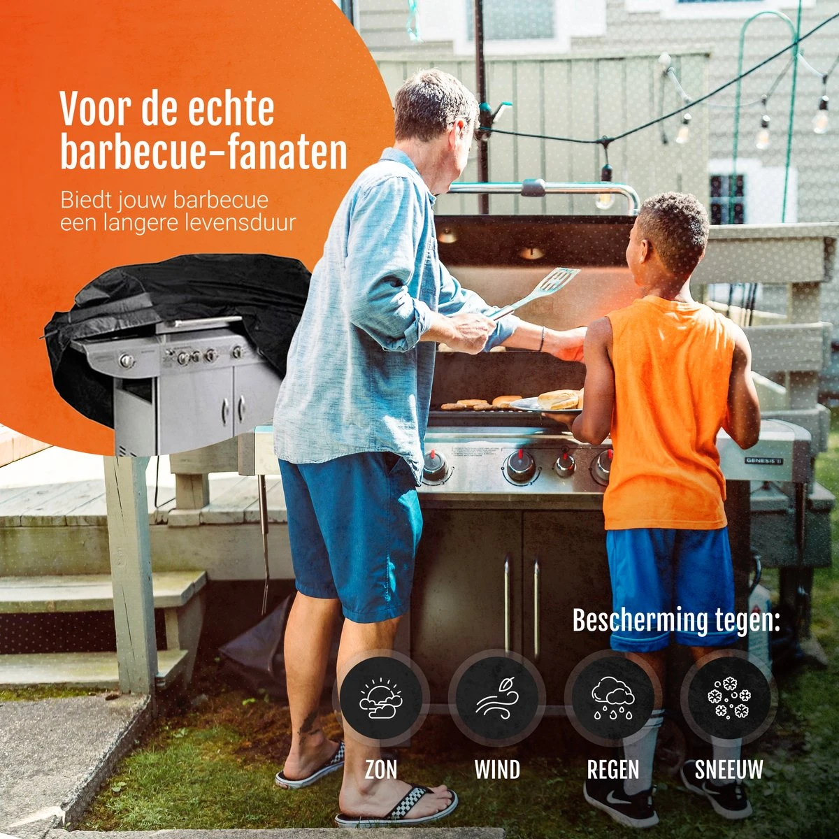 GrillX Barbecue Hoes - 145 X 61 X 117cm - BBQ Hoes Waterdicht - Beschermhoes Inclusief Trekkoord - BBQ Accesoires 3 GrillX Barbecue Hoes - 145 X 61 X 117cm - BBQ Hoes Waterdicht - Beschermhoes Inclusief Trekkoord - BBQ Accesoires - Afbeelding 3