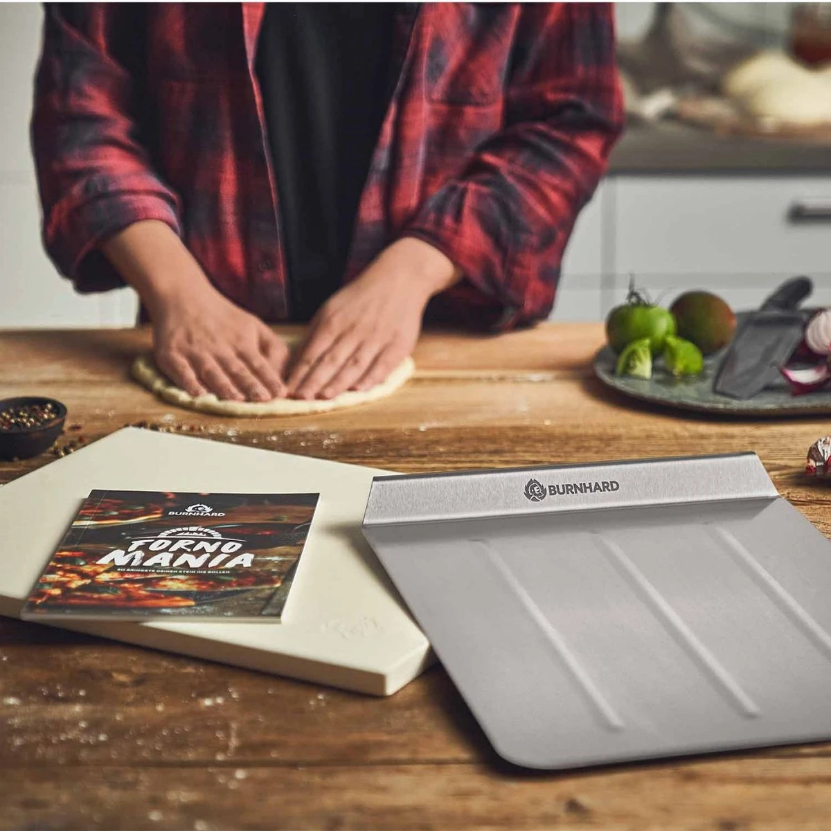 Burnhard Pizzasteen 38 X 30 X 1,5 Cm + Pizzaschep 6 Burnhard Pizzasteen 38 X 30 X 1,5 Cm + Pizzaschep - Afbeelding 6