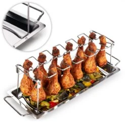 Blumtal BBQ Rek - Robuuste Roestvrijstalen Kippenpoot Rek - Voor 12 Poten - Kippengrillstandaard - Vaatwasmachinebestendig -Babyproducten 1200x1200 865