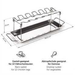 Blumtal BBQ Rek - Robuuste Roestvrijstalen Kippenpoot Rek - Voor 12 Poten - Kippengrillstandaard - Vaatwasmachinebestendig -Babyproducten 1200x1200 866