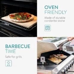 Navaris Pizzasteen XL Voor Oven En Barbecue - Rechthoekige Pizzaplaat 38 X 30 Cm - Inclusief Pizzaschep Met Extra Lang Handvat En Receptenboek -Babyproducten 1200x1200 875