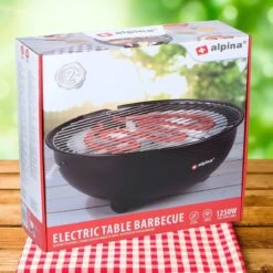 Alpina Elektrische BBQ - Tafel-Barbecue - Geen Rook - Binnen Barbecueën - 1250W - Ø 30 Cm - Zwart -Babyproducten 1200x1200 897