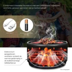 Ozocozy BBQ-ONE Houtskool Tafelbarbecue - Ø30 Cm- Zwart - Incl. Draagtas, Siliconen Bakkwast En RVS-Barbecuetang -Babyproducten 1200x1200 918