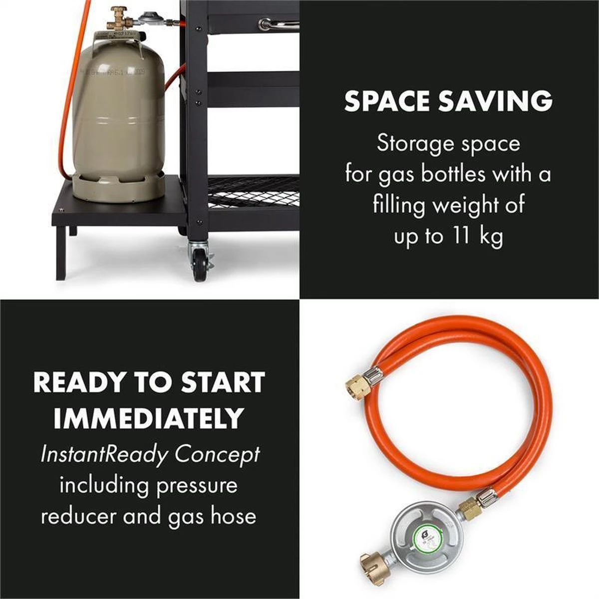 Klarstein Kingsville Double Barbecue - Houtskool- En Gasbarbecue - Smoker BBQ - Inclusief Deksels En Thermometer - Met 2 Roosters - Zwart 4 Klarstein Kingsville Double Barbecue - Houtskool- En Gasbarbecue - Smoker BBQ - Inclusief Deksels En Thermometer - Met 2 Roosters - Zwart - Afbeelding 4