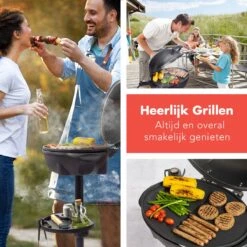 KitchenBrothers Elektrische BBQ - Met Grillplaat - Anti-aanbaklaag - Incl. Plank/Houders - Grilloppervlak 46,5x33,8cm - Tot 300°C - 2400W - Zwart -Babyproducten 1200x1200 937