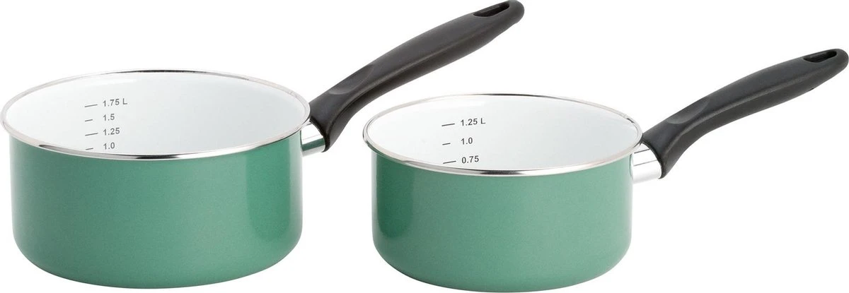 Lite-Body Magnus 2-delige Steelpannenset - Ø16 CM En Ø18 CM- Emaille - Olijf Groen - Inductie 1 Lite-Body Magnus 2-delige Steelpannenset - Ø16 CM En Ø18 CM- Emaille - Olijf Groen - Inductie