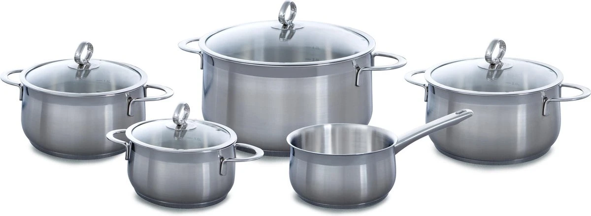 BK Excellent Pannenset - 5-delig - RVS - Inductie 1 BK Excellent Pannenset - 5-delig - RVS - Inductie