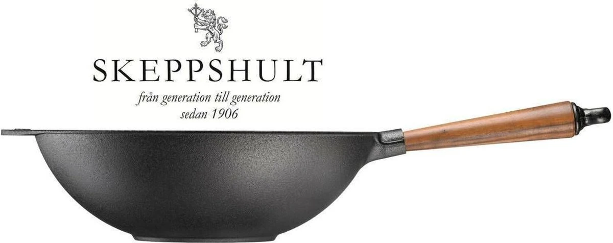 Skeppshult - Wokpan Walnoot Handgreep 32 Cm 2 Skeppshult - Wokpan Walnoot Handgreep 32 Cm - Afbeelding 2