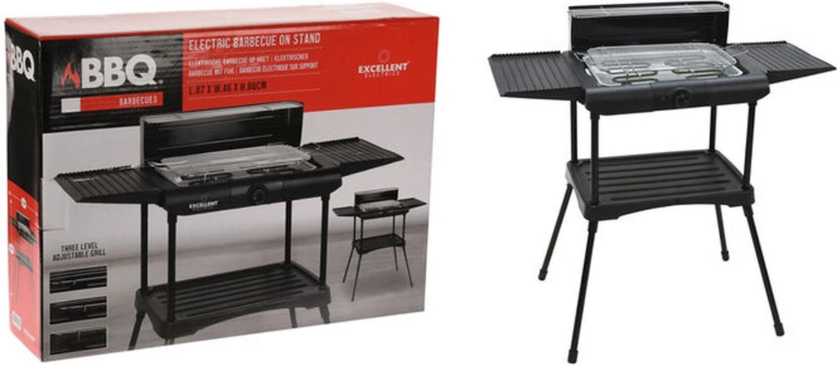 Excellent Electrics Elektrische Barbecue - Grilloppervlak (LxB) 36x24 Cm - 2000W - Zwart 2 Excellent Electrics Elektrische Barbecue - Grilloppervlak (LxB) 36x24 Cm - 2000W - Zwart - Afbeelding 2