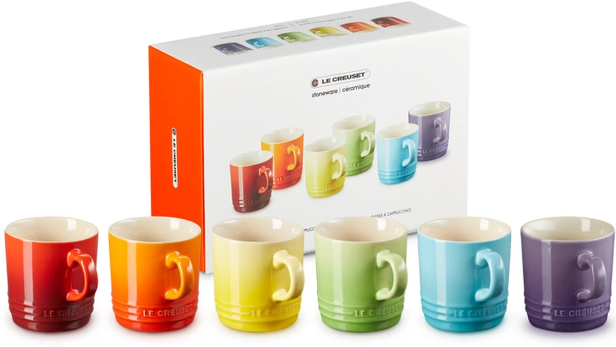 Le Creuset Set Van 6 Koffiebekers 200 Ml Regenboog Kleuren 1 Le Creuset Set Van 6 Koffiebekers 200 Ml Regenboog Kleuren