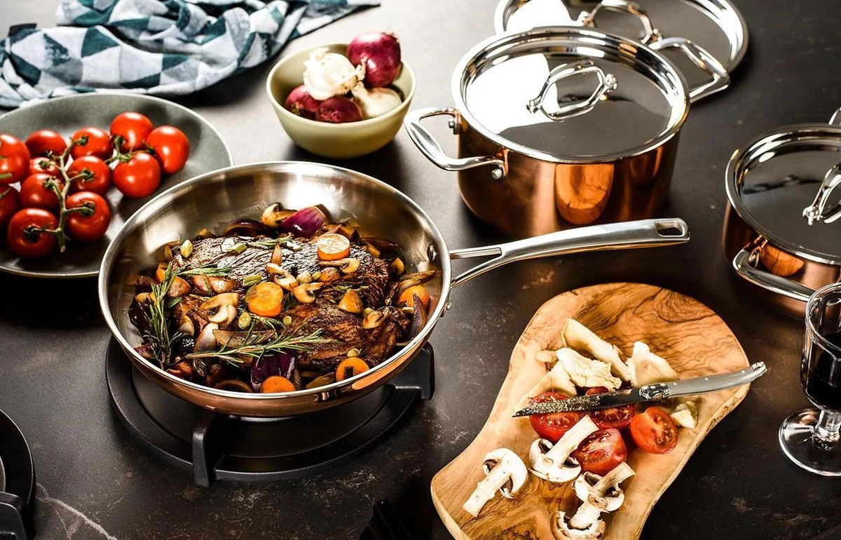 Koekenpan Ø26cm Met Deksel - Inductie - Koper - DUCQ 2 Koekenpan Ø26cm Met Deksel - Inductie - Koper - DUCQ - Afbeelding 2