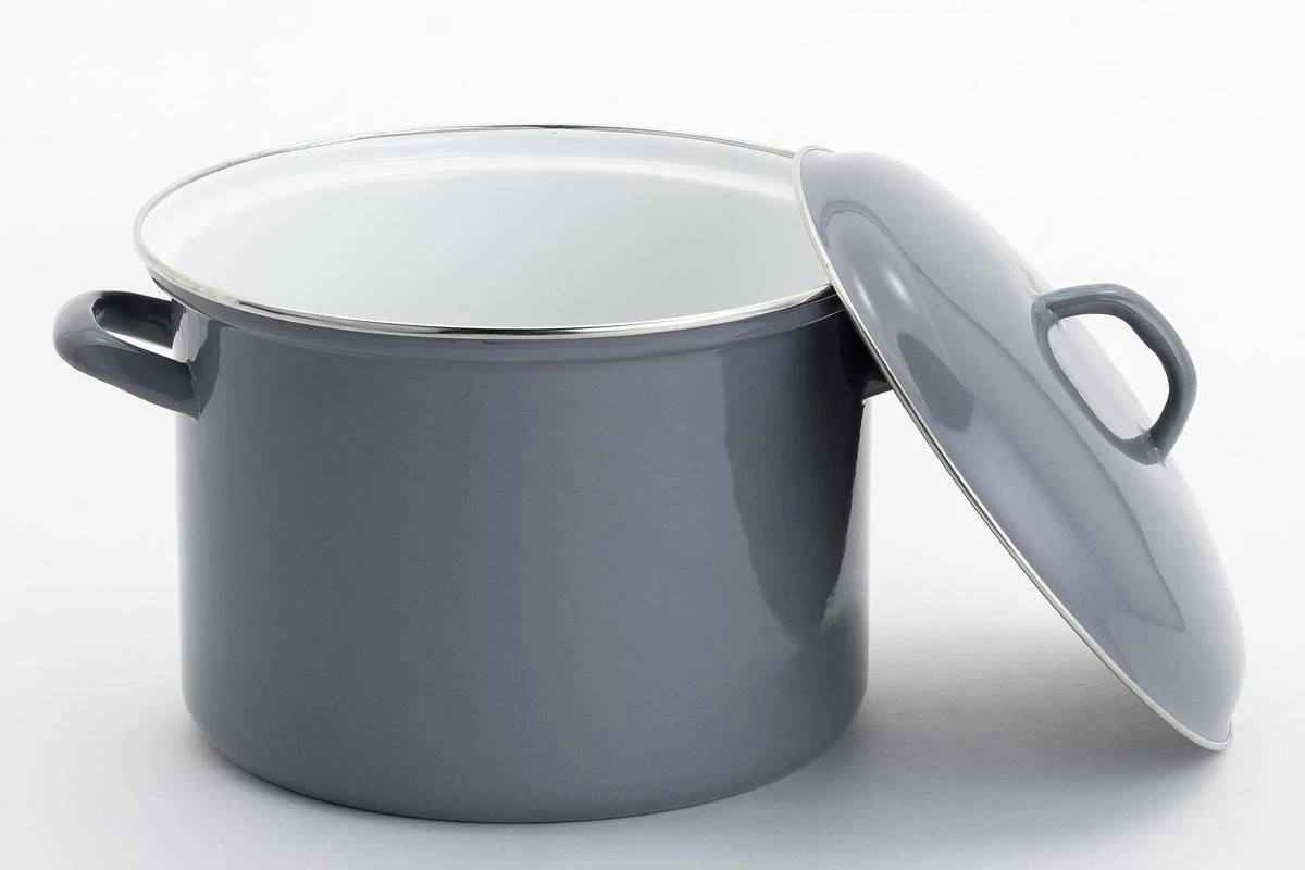 Lite-Body - Magnus Soeppan / Stamppotpan Met Deksel - Ø 24 Cm/ 8l - Emaille - Grijs 2 Lite-Body - Magnus Soeppan / Stamppotpan Met Deksel - Ø 24 Cm/ 8l - Emaille - Grijs - Afbeelding 2