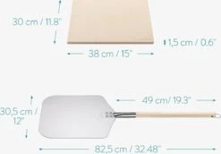 Navaris Pizzasteen XL Voor Oven En Barbecue - Rechthoekige Pizzaplaat 38 X 30 Cm - Inclusief Pizzaschep Met Extra Lang Handvat En Receptenboek -Babyproducten 1200x834 3