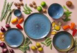 Palmer Serviesset Lotus Stoneware 6-persoons 24-delig Zwart Turquoise -Babyproducten 1200x838 1