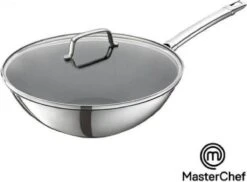 Nieuwe uitgaven 17 MasterChef / Jumbo - Wokpan - Met Glazen Deksel - 28 Cm - Inductie