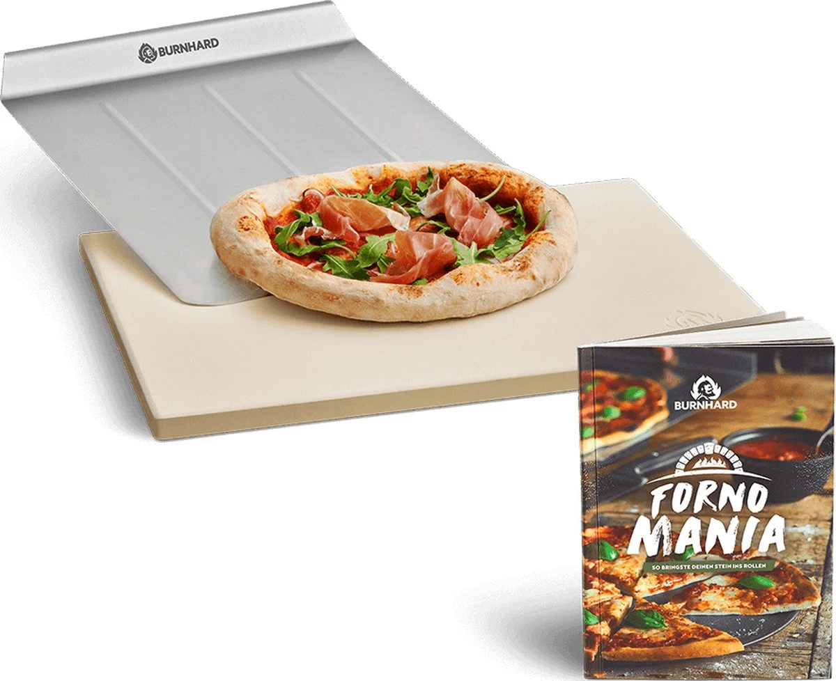 Burnhard Pizzasteen 38 X 30 X 1,5 Cm + Pizzaschep 1 Burnhard Pizzasteen 38 X 30 X 1,5 Cm + Pizzaschep